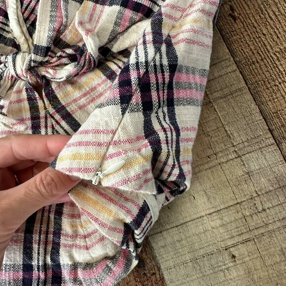 Zara TRF Womens Plaid Crop Top Size Small Bow Detail Pink Black - Picture 3 of 7